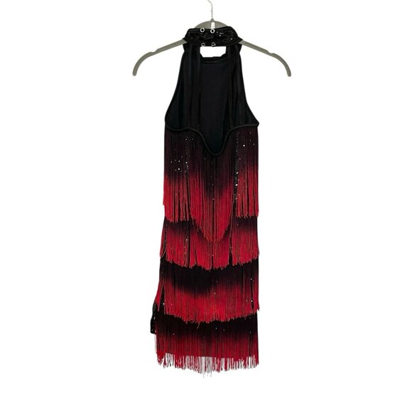 Weissman‎ Dancewear Fringe Red Sequin Dress Dance Costume Flapper Jazz Ombre 4/6 - Picture 2 of 8